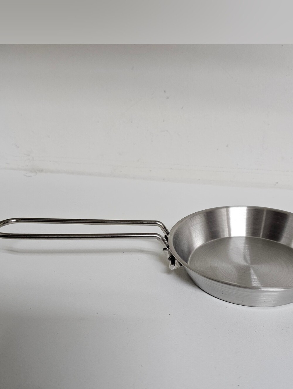 12 Cm Mini Stainless Steel Small Frying Pan with Folding Handle - Silver